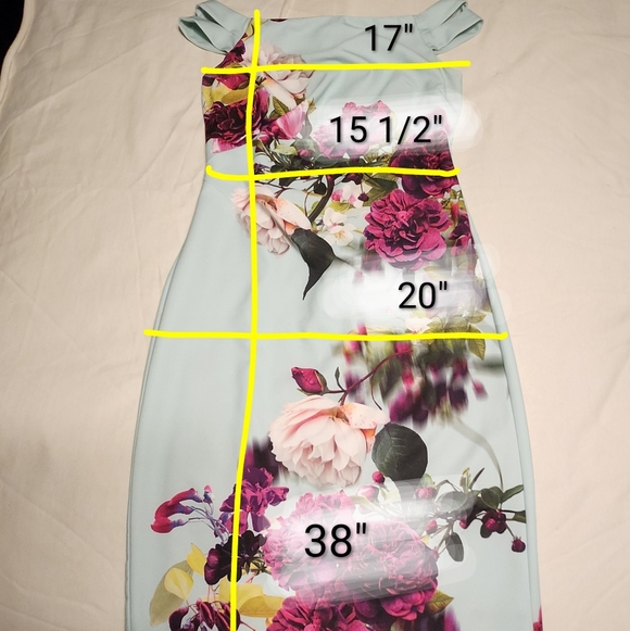 Ignite Evenings Off The Shoulder Floral Cocktail Fitted Dress Aqua Multi-Color 8 - Picture 10 of 10